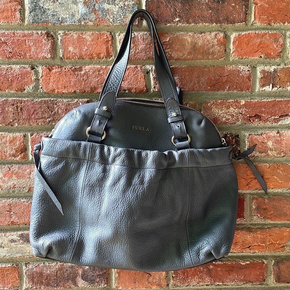 FURLA grey leather satchel